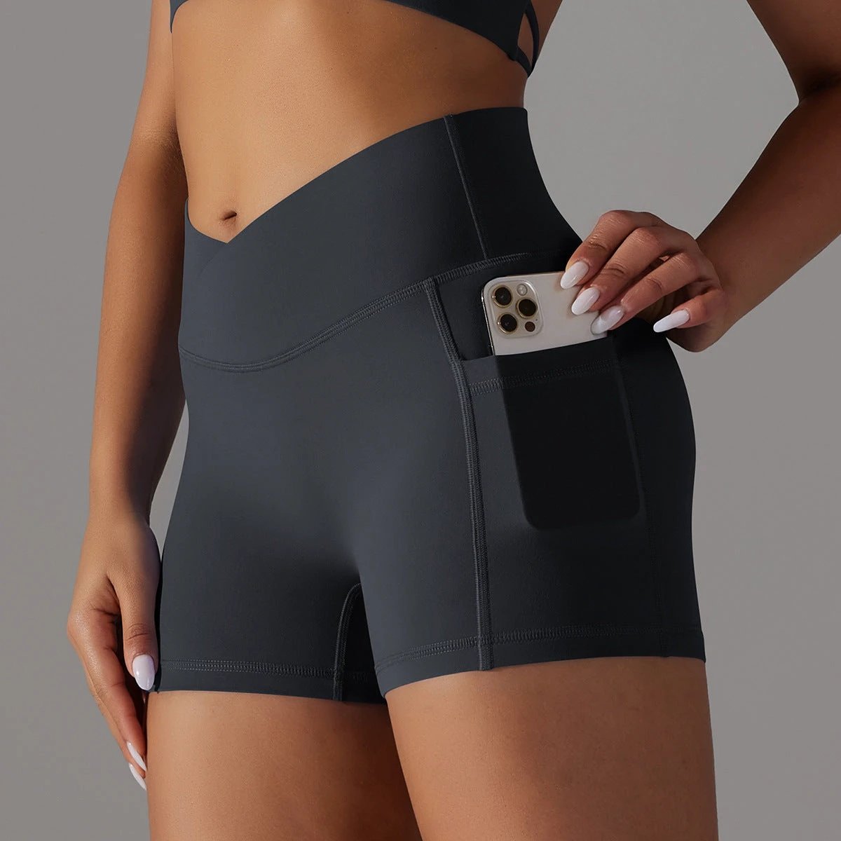Yoga Shorts With Phone Pocket Design Fitness Sports Pants For Women Clothing Vain Products