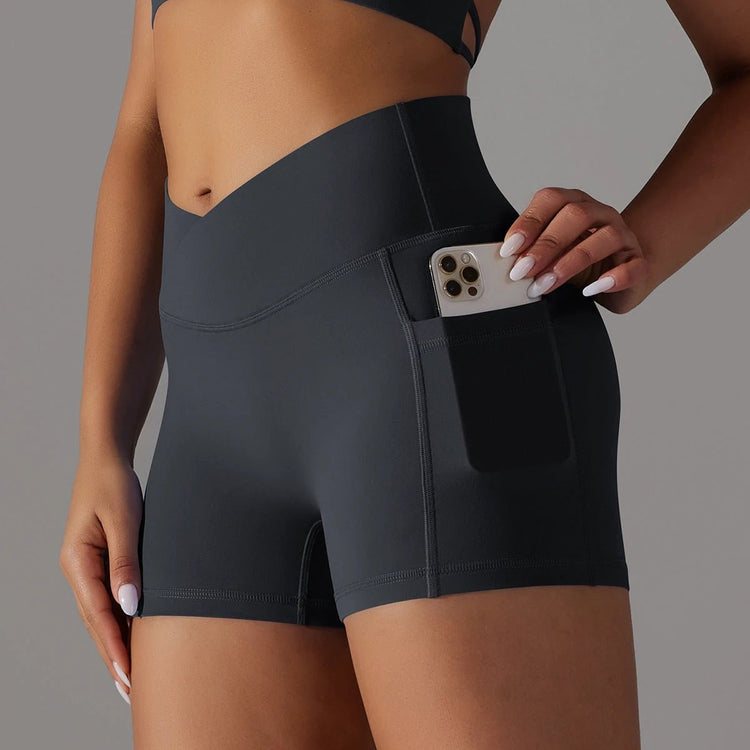 Yoga Shorts With Phone Pocket Design Fitness Sports Pants For Women Clothing Vain Products