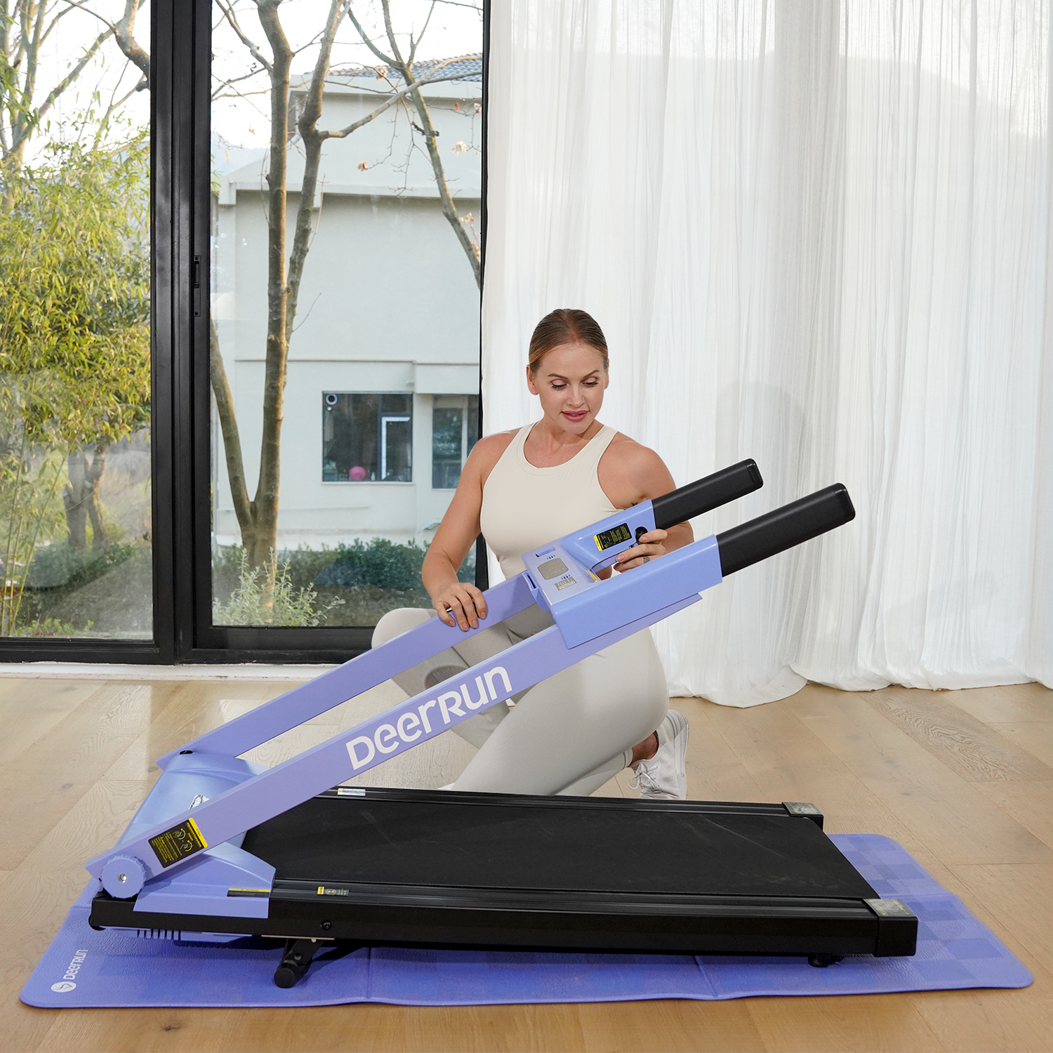 DeerRun All-New 2026 A1 Pro Move+  6% Incline Foldable Treadmill——Upgraded Chip & NFC Support | 350Lbs, 10mph Blue DeerRun®