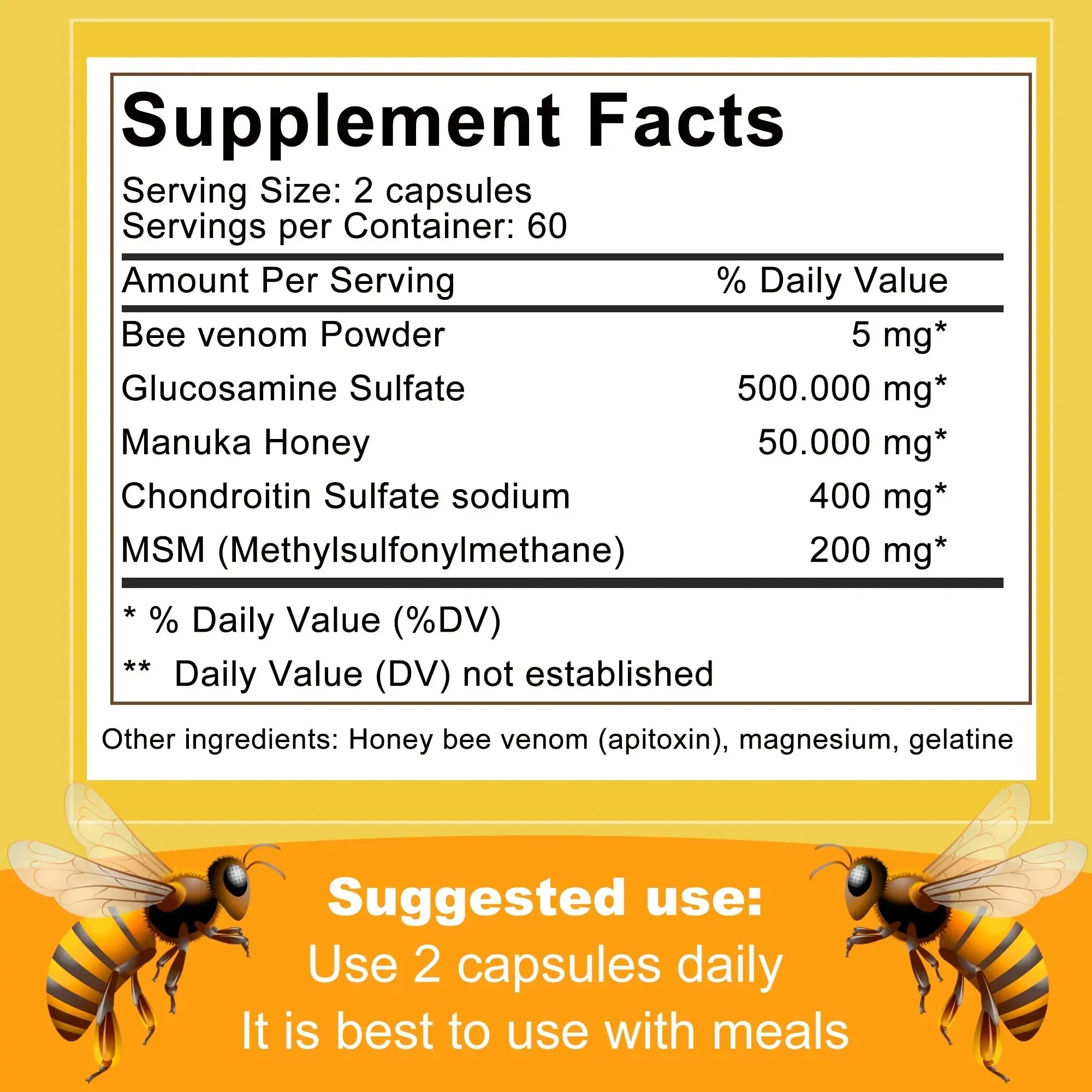 Bee Capsules - Boost Immunity, Arthritis Supplement Effectively Relieves Joint Inflammation - 120 Capsules Roksy