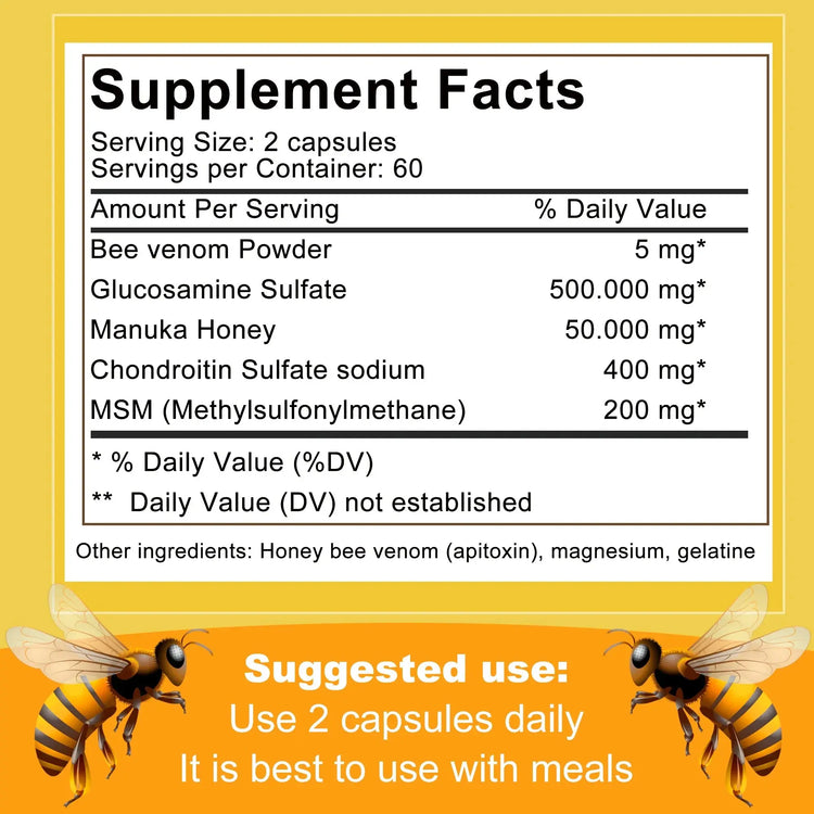 Bee Capsules - Boost Immunity, Arthritis Supplement Effectively Relieves Joint Inflammation - 120 Capsules Roksy