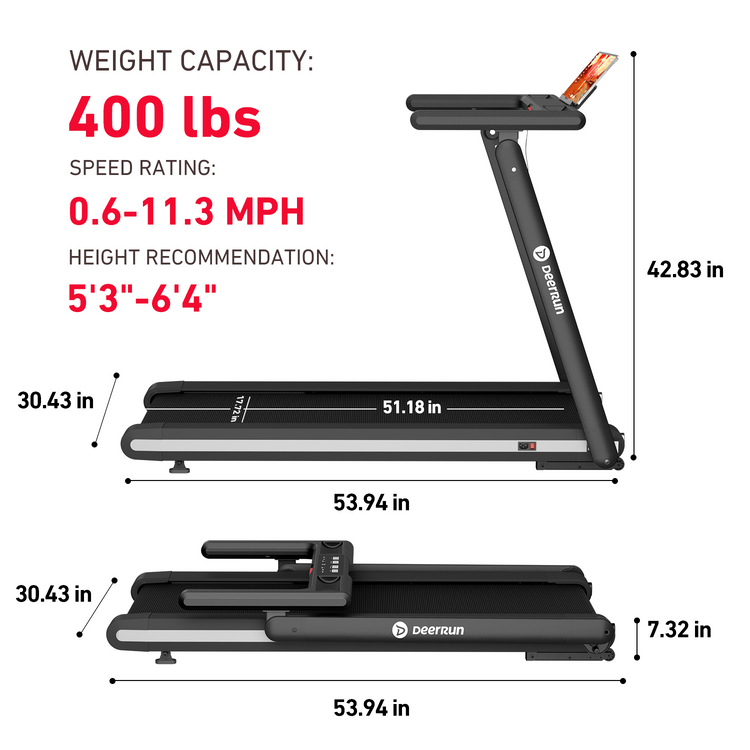 DeerRun X20 Incline Home Treadmill with 15% Auto Incline & Full Running Deck | 400 lbs, 11.3 mph DeerRun®