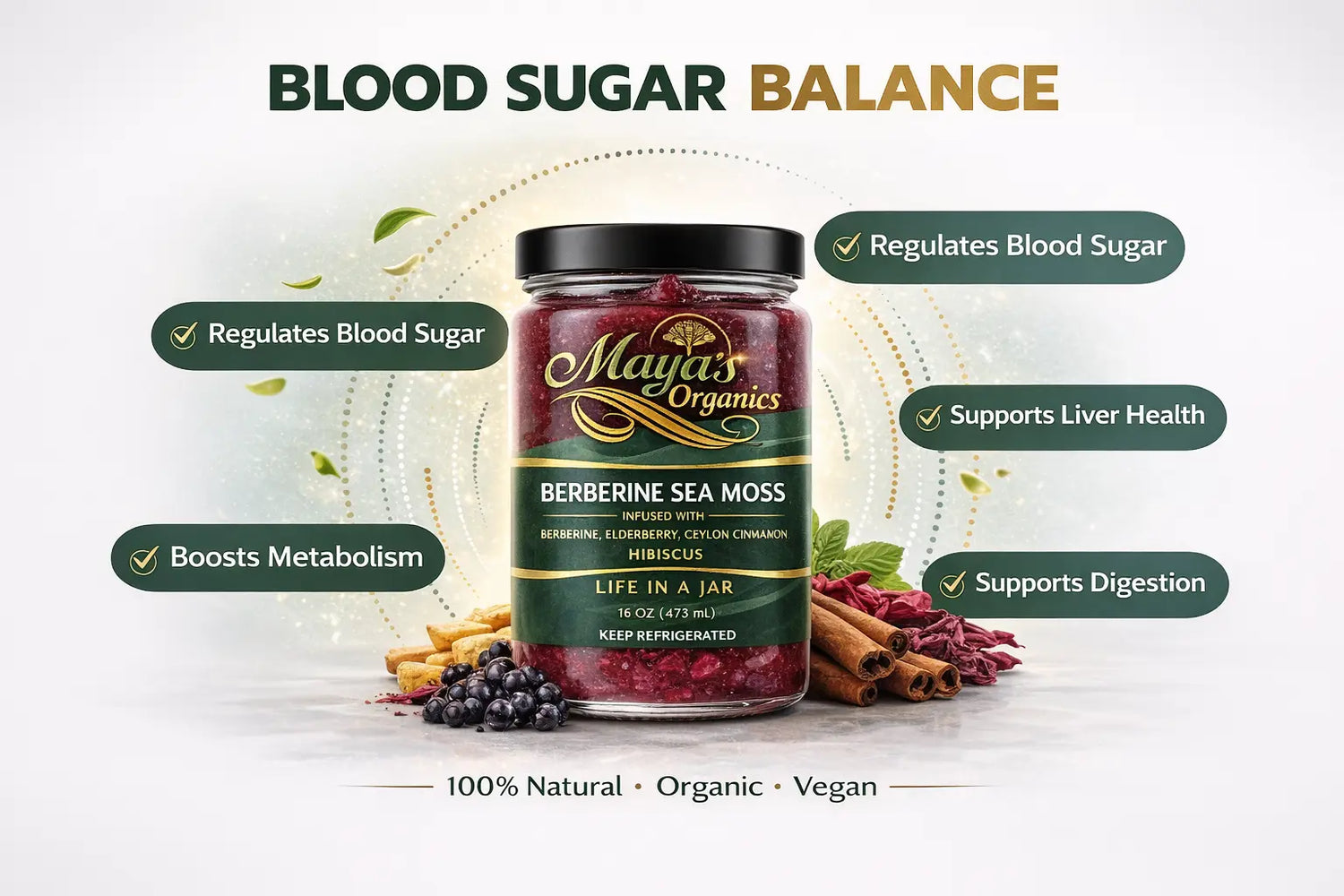 Blood Sugar Reset Bundle - Berberine Sea Moss Gel 16oz + Liver & Gallbladder Cleanse Detox Capsules (60 Caps) Seamoss depot