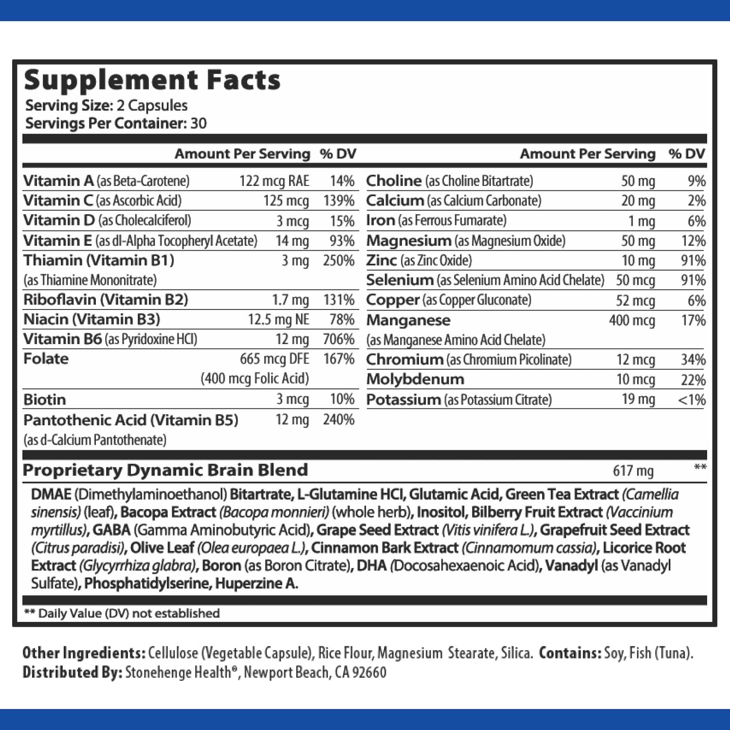 Stonehenge Health Dynamic Brain Supplement – Memory, Focus Mental Clarity | 60 Capsules Ballimart