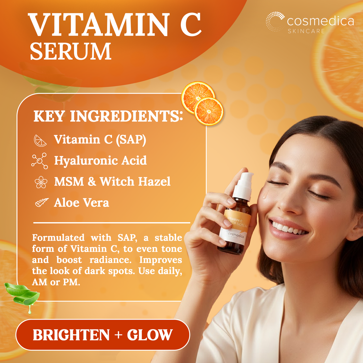 Cosmedica Skincare Facial Serum Trio Set – Vitamin C Serum, 2.5% Retinol Serum & Hyaluronic Acid Serum for Face – Anti Aging, Brightening & Hydrating Skincare – Reduce Wrinkles & Dark Spots – Vegan, Cruelty Free (3 x 1oz) Cosmedica Skincare