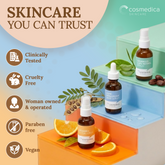 Cosmedica Skincare Facial Serum Trio Set – Vitamin C Serum, 2.5% Retinol Serum & Hyaluronic Acid Serum for Face – Anti Aging, Brightening & Hydrating Skincare – Reduce Wrinkles & Dark Spots – Vegan, Cruelty Free (3 x 1oz) Cosmedica Skincare