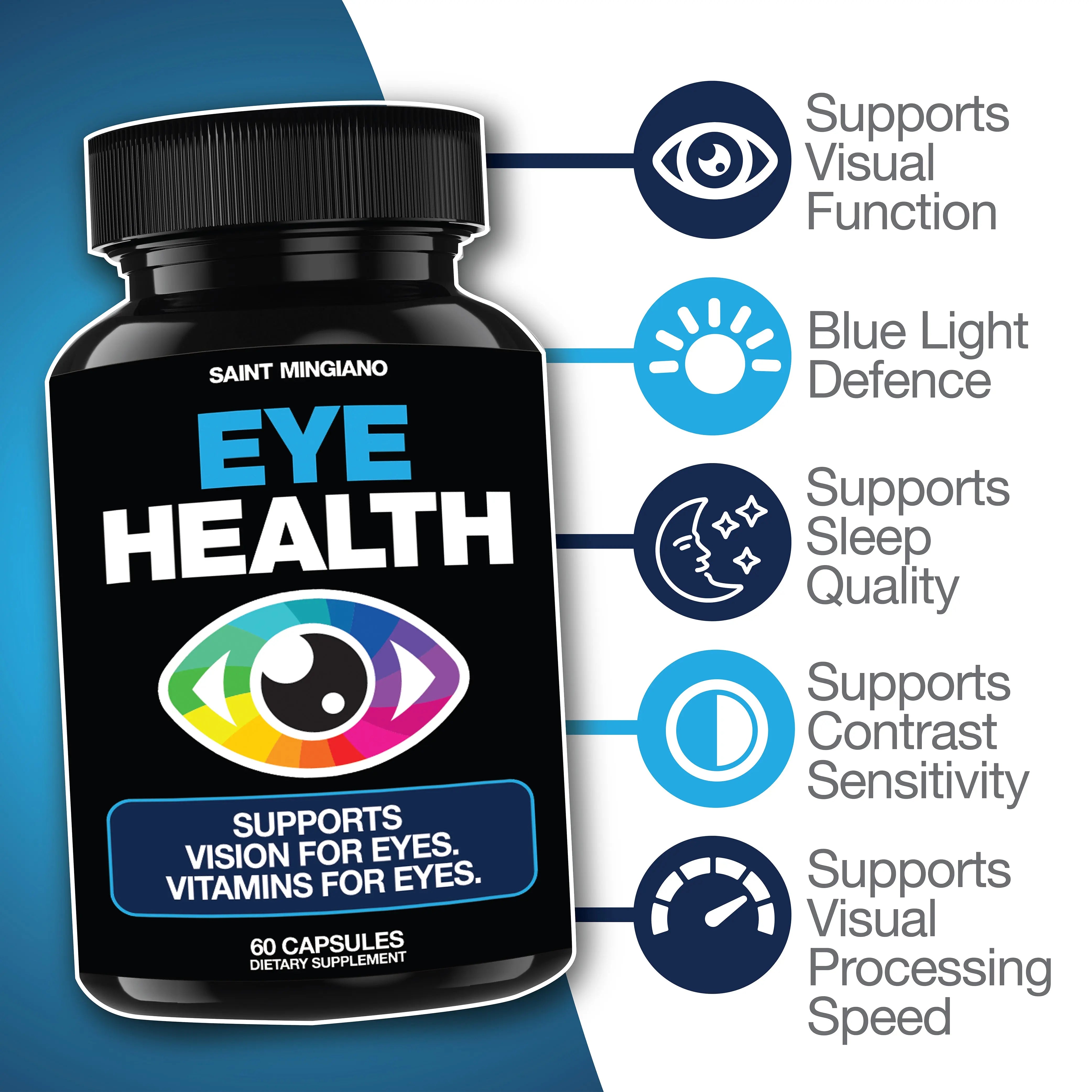 Eye Health & Vision Vitamins Supplement 60 Capsules Saint Mingiano - Supplements & Wellness Dedicated to Holistic Health