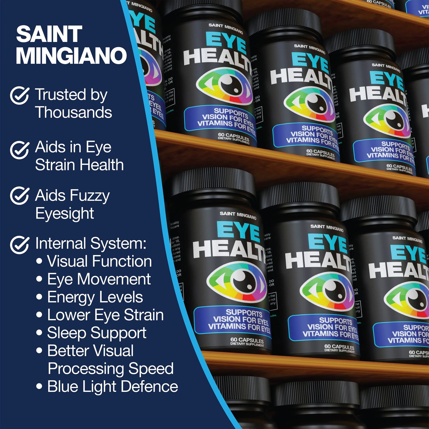 Eye Health & Vision Vitamins Supplement 60 Capsules Saint Mingiano - Supplements & Wellness Dedicated to Holistic Health