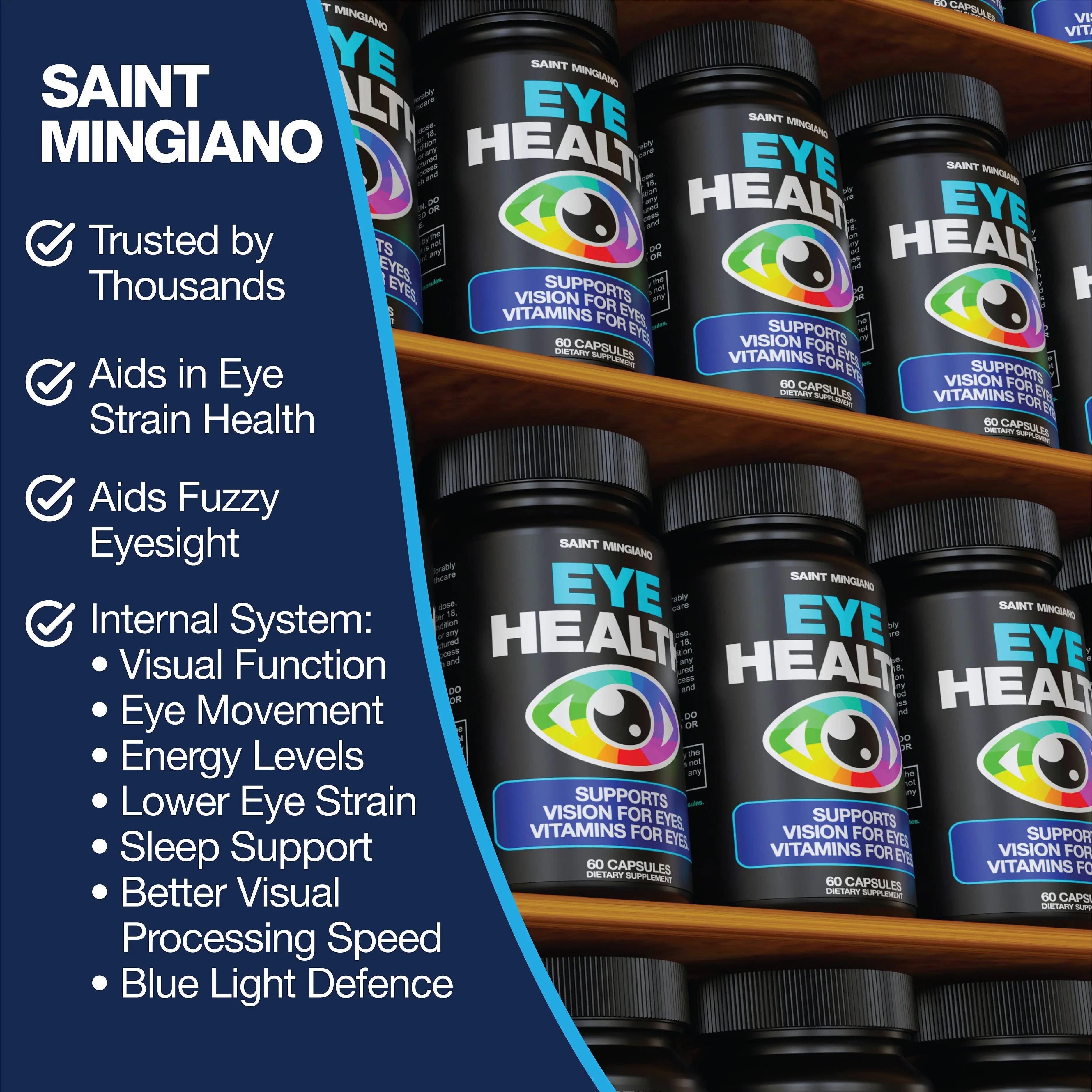 Eye Health & Vision Vitamins Supplement 60 Capsules Saint Mingiano - Supplements & Wellness Dedicated to Holistic Health