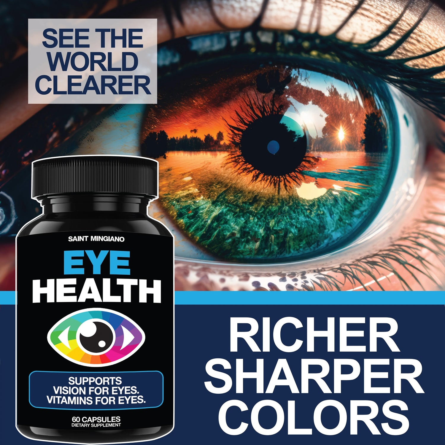 Eye Health & Vision Vitamins Supplement 60 Capsules Saint Mingiano - Supplements & Wellness Dedicated to Holistic Health