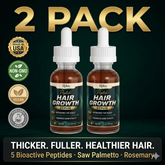 Peptide Hair Growth Serum 2 Pack | 5 Bioactive Peptides Rosemary Saw Palmetto Arginine | Hair Growth Scalp Nourishment and Hair Vitality | 30ml Each Roksy
