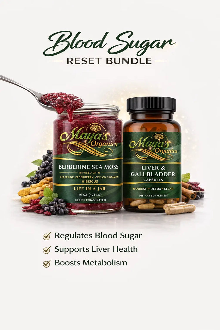 Blood Sugar Reset Bundle - Berberine Sea Moss Gel 16oz + Liver & Gallbladder Cleanse Detox Capsules (60 Caps) Seamoss depot