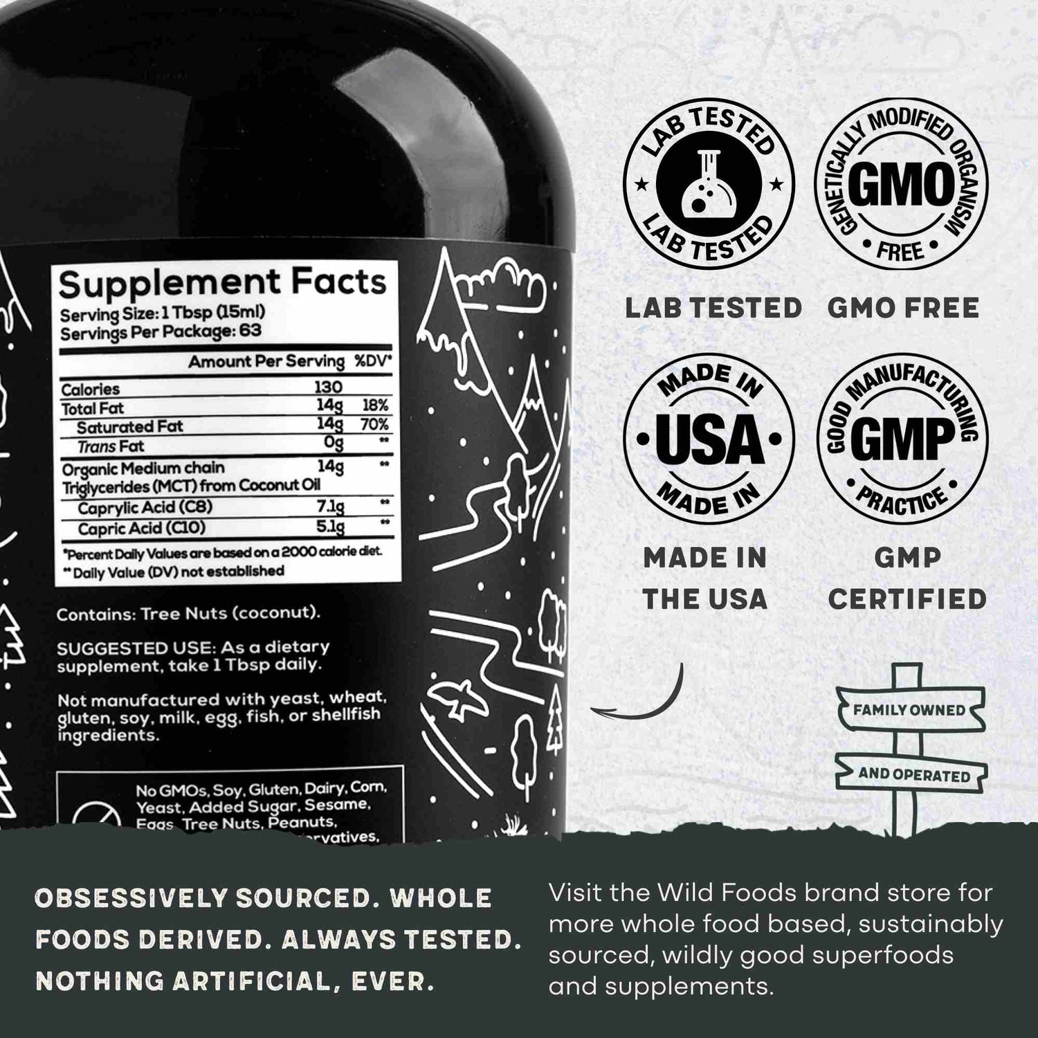 Wild MCT Oil – 100% Coconut-Sourced Brain & Body Fuel, 63 Servings Wild Foods
