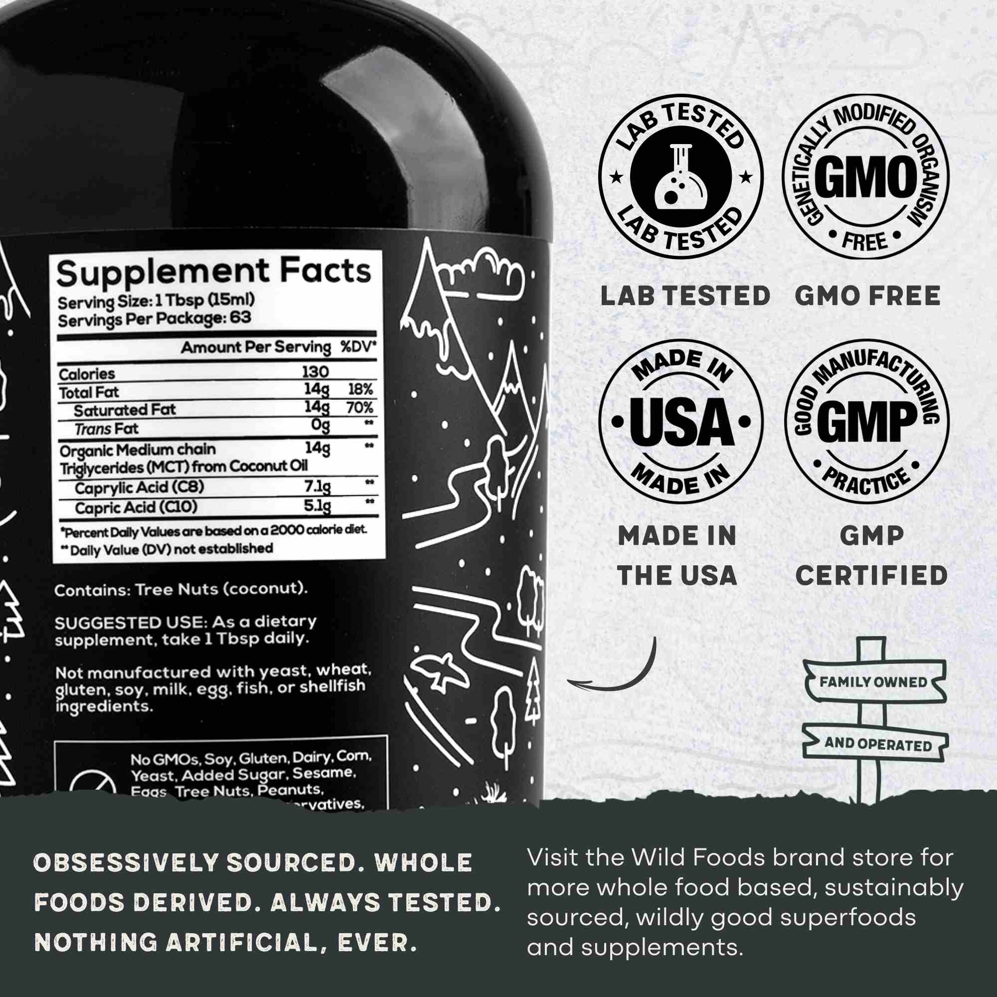 Wild MCT Oil – 100% Coconut-Sourced Brain & Body Fuel, 63 Servings Wild Foods