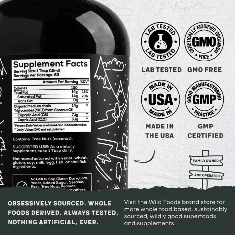 Wild MCT Oil – 100% Coconut-Sourced Brain & Body Fuel, 63 Servings Wild Foods