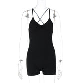 Women Clothing Summer Solid Color Sling Backless Fitness Yoga Tight Jumpsuit Bella Mia