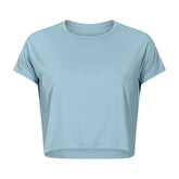 Sexy Cropped Yoga T shirt Women Quick Drying Loose Breathable Outdoor Sports Workout Clothes Wanita Store