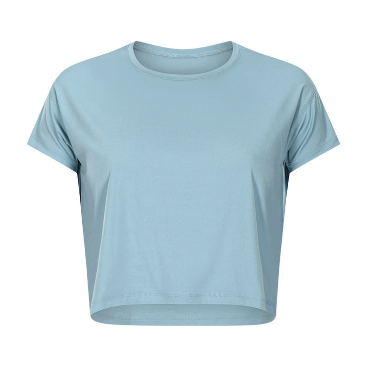 Sexy Cropped Yoga T shirt Women Quick Drying Loose Breathable Outdoor Sports Workout Clothes Wanita Store