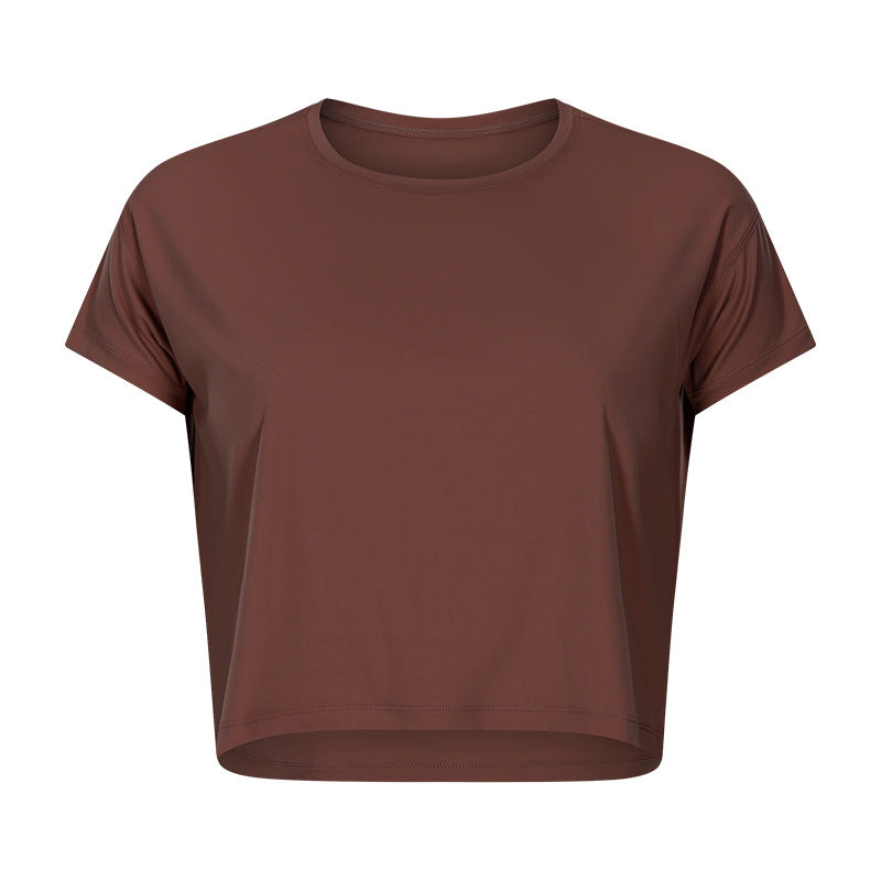 Sexy Cropped Yoga T shirt Women Quick Drying Loose Breathable Outdoor Sports Workout Clothes Wanita Store