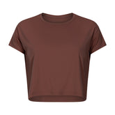Sexy Cropped Yoga T shirt Women Quick Drying Loose Breathable Outdoor Sports Workout Clothes Wanita Store