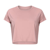 Sexy Cropped Yoga T shirt Women Quick Drying Loose Breathable Outdoor Sports Workout Clothes Wanita Store