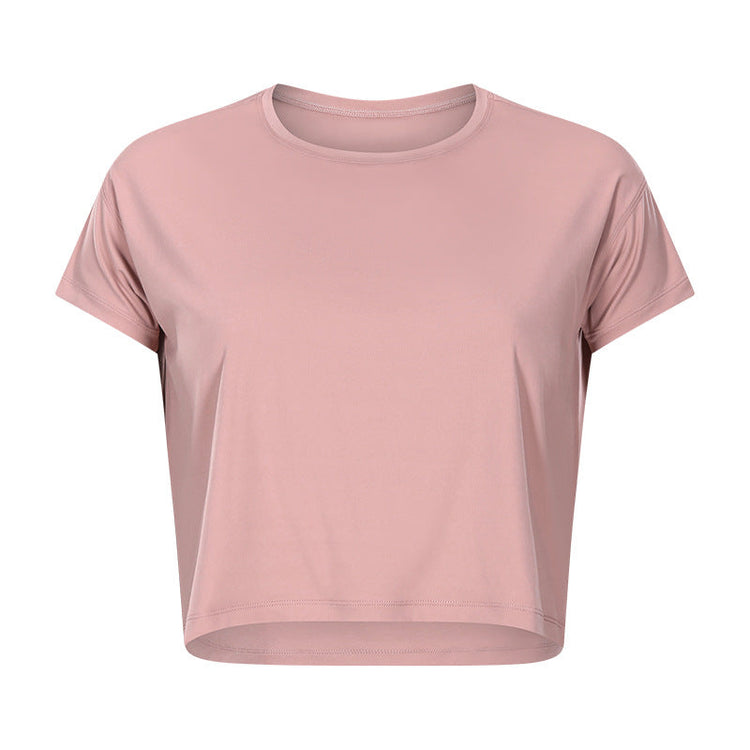 Sexy Cropped Yoga T shirt Women Quick Drying Loose Breathable Outdoor Sports Workout Clothes Wanita Store
