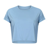 Sexy Cropped Yoga T shirt Women Quick Drying Loose Breathable Outdoor Sports Workout Clothes Wanita Store
