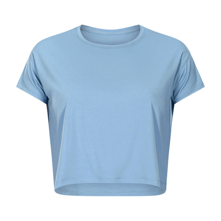 Sexy Cropped Yoga T shirt Women Quick Drying Loose Breathable Outdoor Sports Workout Clothes Wanita Store