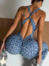 Women Clothing Leopard Print Backless Fitness Exercise Yoga Jumpsuit Women Yoga Bodysuit Yoga Pants Wanita Store