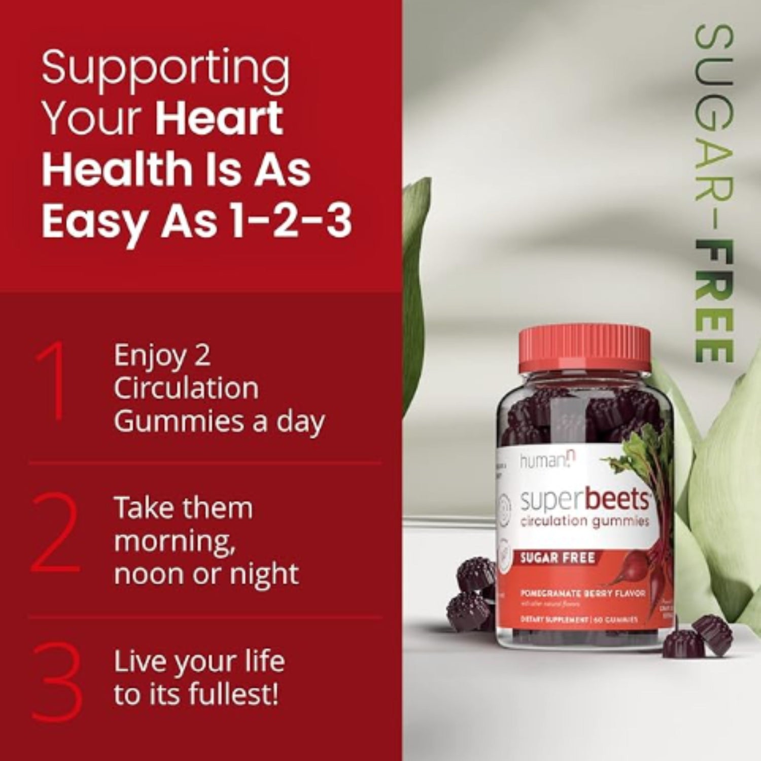 humanN SuperBeets Circulation Gummies – 60 Count (Pack of 2) | Heart-Healthy Energy with Grape Seed Extract & Beet Root Powder Ballimart