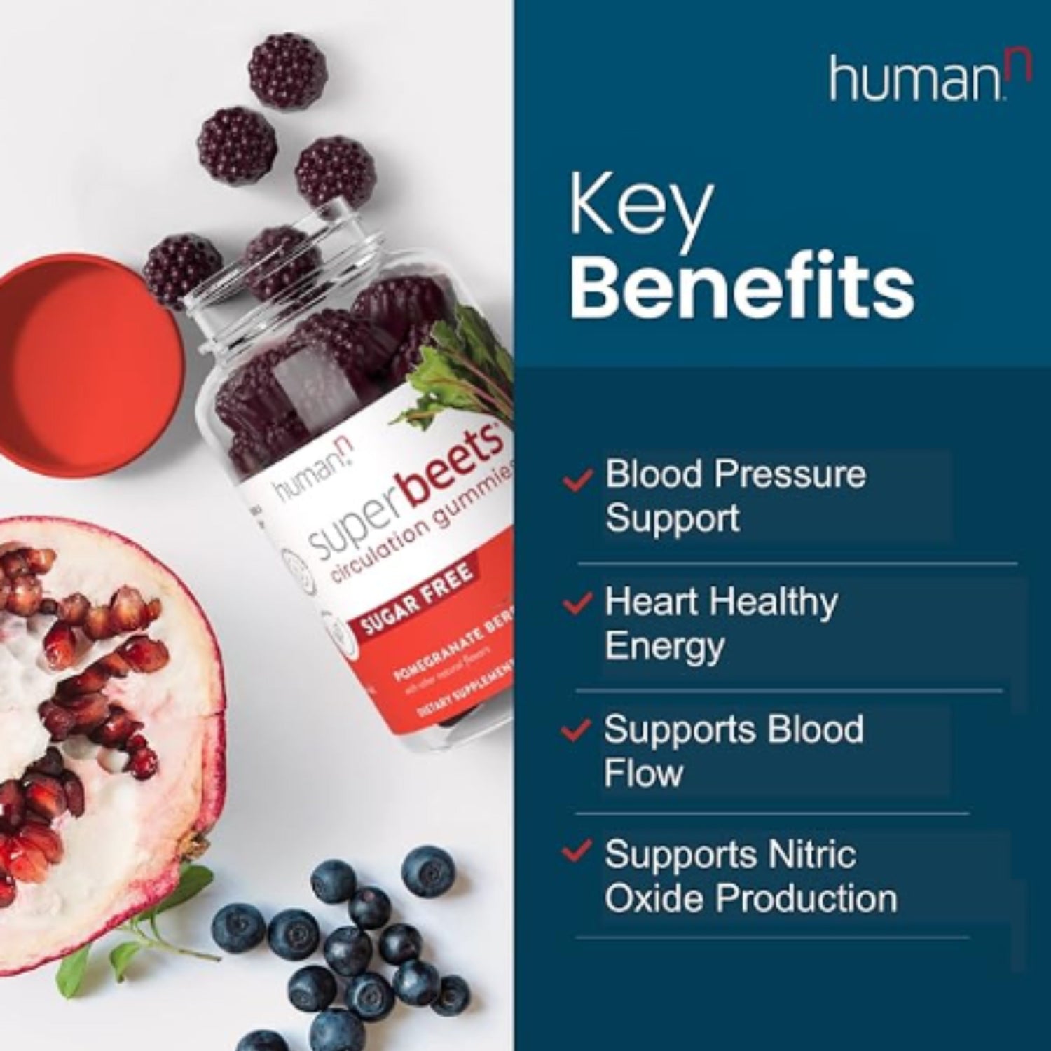humanN SuperBeets Circulation Gummies – 60 Count (Pack of 2) | Heart-Healthy Energy with Grape Seed Extract & Beet Root Powder Ballimart