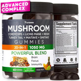 Purawex Mushroom Gummies, 20 in 1 Mushroom Complex 1050 MG, Cordyceps, Reishi, Anti Spier