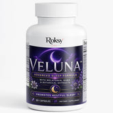 Veluna Advanced Sleep Formula | Melatonin GABA Valerian Chamomile L-Tryptophan | Restful Sleep Support | 60 Capsules Roksy