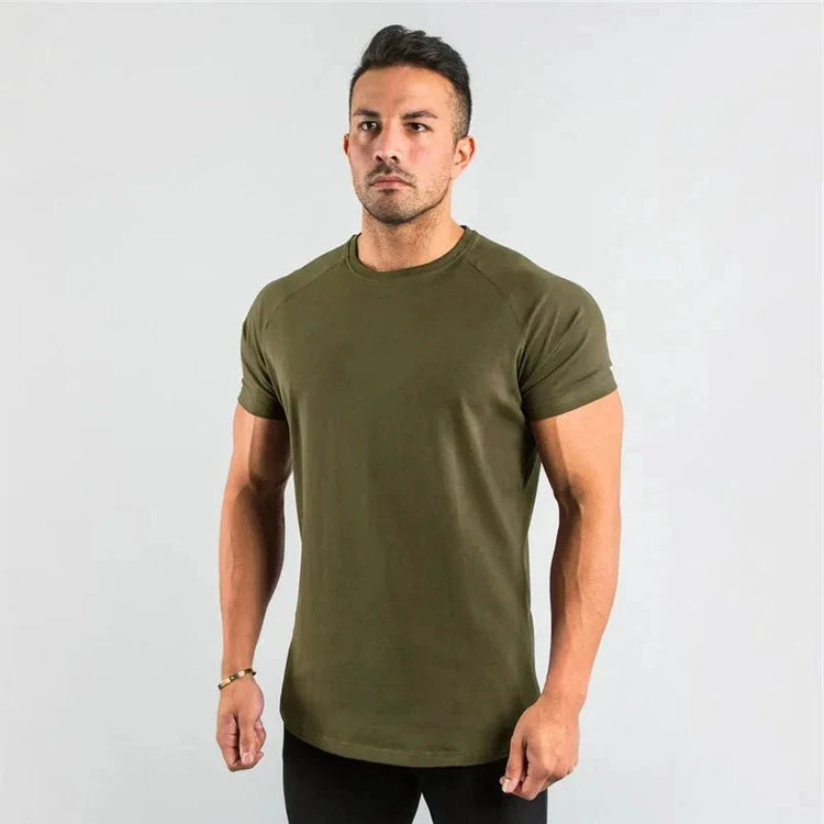 T Shirt Men Casual Short Sleeve Muscle Joggers Bodybuilding Tshirt Male Gym Fitness Tops Tee Streetwear Slim Fit Summer T-shirt MANDOTOS