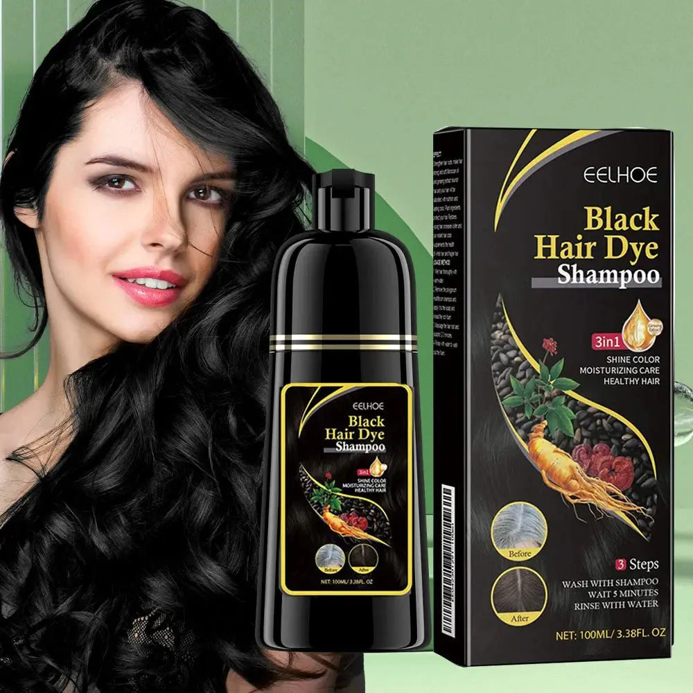 3 In 1 Hair Dye Black Shampoo Gray Hair to Dark Brown Black Repair Dry Hair Deep Nourishing Cleaning Restoration Hair Care Roksy