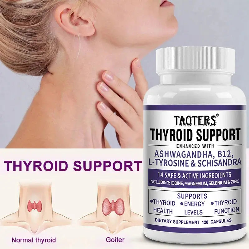 Thyroid Support Supplement - Supports Thyroid Health & Metabolism - With Iodine, Zinc & Selenium, Vitamin B12, 120 Capsules Roksy