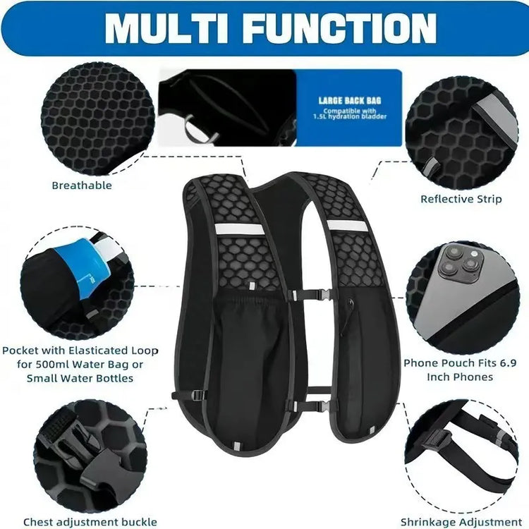 Breathable Running Hydration Vest with Storage for Hiking and Cycling Pi-Mart