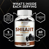Shilajit Supplements - Enhance Nutrient Absorption and Promote Detoxification, Relieve Stress - 120 Capsules Roksy