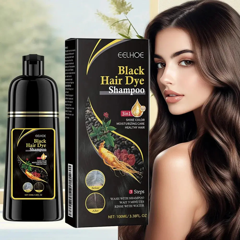 3 In 1 Hair Dye Black Shampoo Gray Hair to Dark Brown Black Repair Dry Hair Deep Nourishing Cleaning Restoration Hair Care Roksy