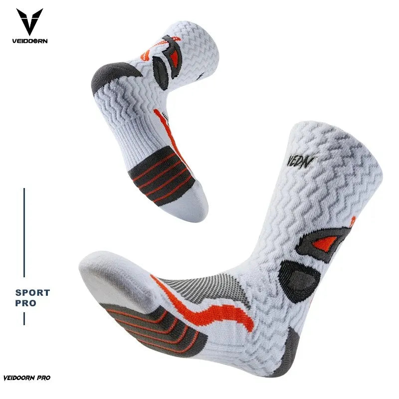 Towel Bottom Sport Socks for Men 9-12 Breathable Non Slip High Cut Basketball Socks Moisture Absorption Socks Pi-Mart
