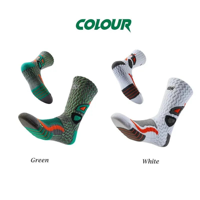 Towel Bottom Sport Socks for Men 9-12 Breathable Non Slip High Cut Basketball Socks Moisture Absorption Socks Pi-Mart