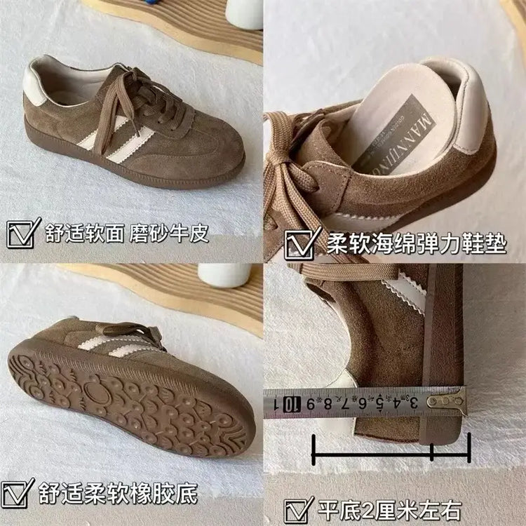 Retro Genuine Leather Flat Shoes for Women 24 Hour Sport