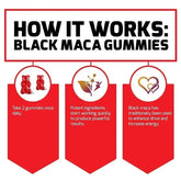 Black Maca Gummies - Performance and Mood Supplement, Supports Natural Health, Muscle Growth, Energy - 60 Gummies Roksy