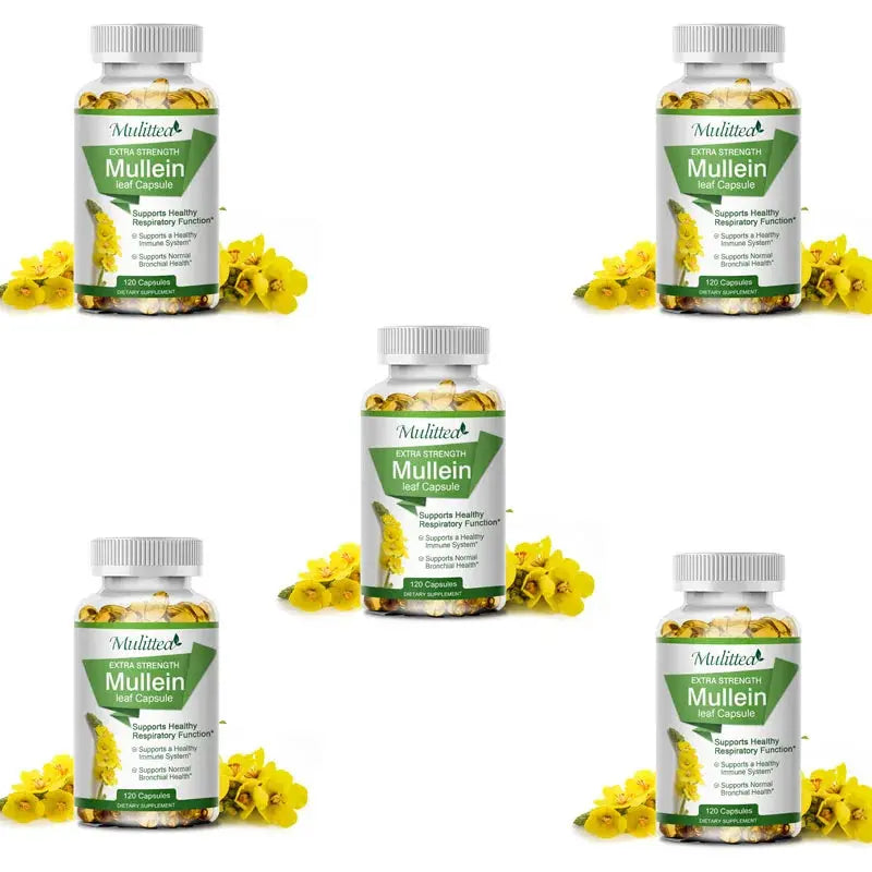 Mulittea Natural Mullein Leaf Capsules Herbal Supplement for Lung Cleanse Helps Healthy Respiratory Function & Mucous Membranes Roksy