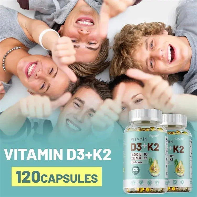VITAMIN D3&K2 - Natural Ingredient Calcium, Bone, Teeth, Joint & Skin, Immune Support Supplement - 120 Capsules Roksy