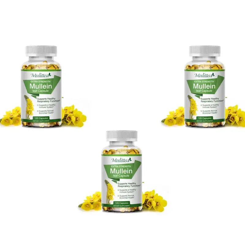 Mulittea Natural Mullein Leaf Capsules Herbal Supplement for Lung Cleanse Helps Healthy Respiratory Function & Mucous Membranes Roksy