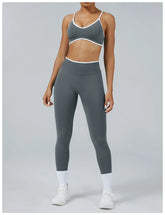 Sculpting Color Block Yoga Set with Tummy Control Shorts Pi-Mart