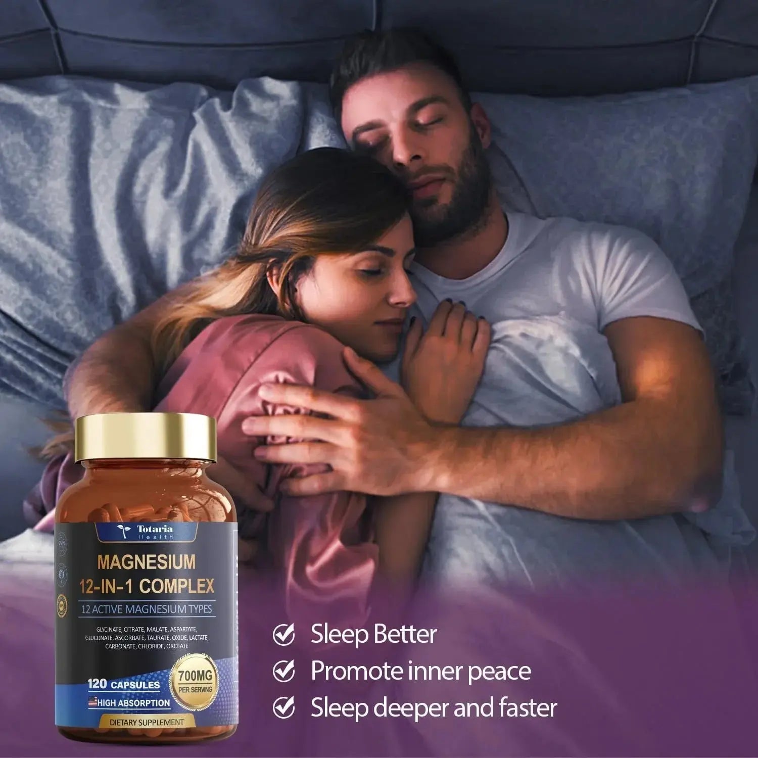Magnesium Complex 700mg 12 in 1 Magnesium Supplement with Glycinate Citrate Malate Oxide Taurate Aspartate Orotate Magnesium Roksy