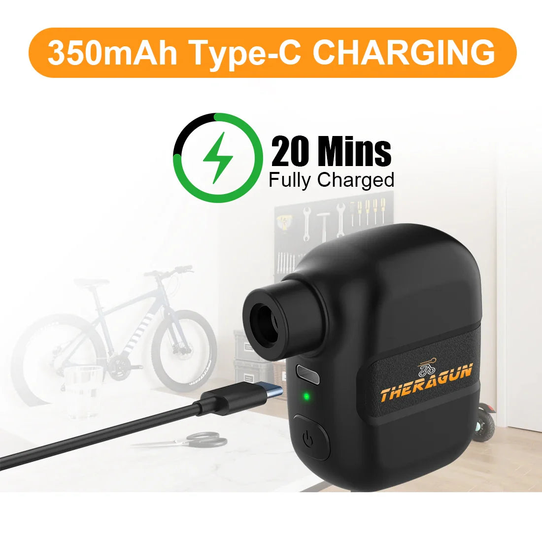 Mini Portable Bicycle Pump Rechargeable Electric Air Inflator 100PSI 5V Type-C Bike Accessories for Bike Schrader Presta Tires. Pi-Mart