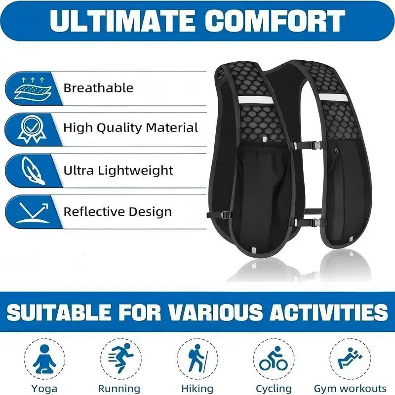 Breathable Running Hydration Vest with Storage for Hiking and Cycling Pi-Mart